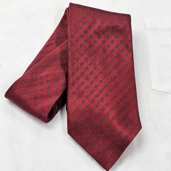 JZ RICHARDS Necktie Men's Red Silk Tie Designer Stylish Geometric Circles 60"X4" - Picture 7 of 8